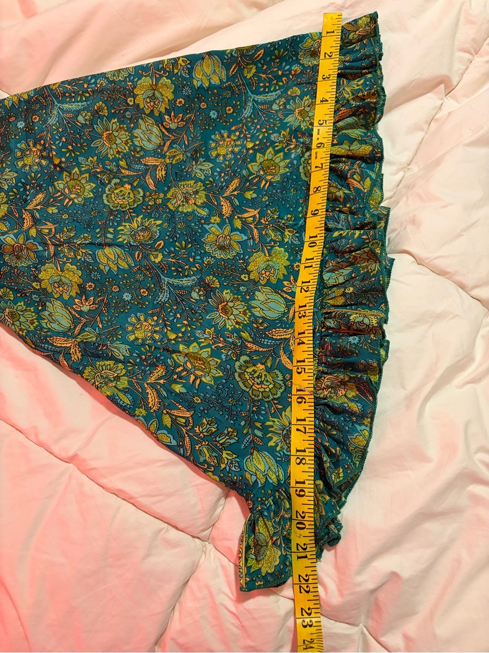 Tie-Front Floral Blouse in Teal and Green - Picture 7 of 9
